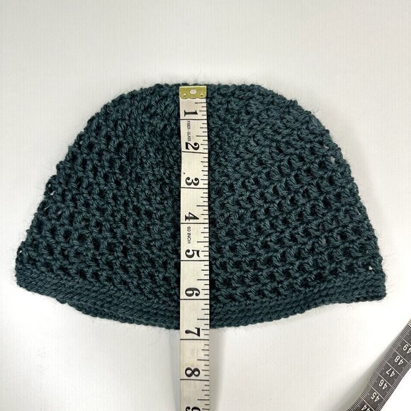 Created by Cyd Handmade Crochet Beanie Forest Green Mesh Knit Skull Cap Hat‎ NEW